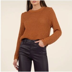 KUT From The Cloth Cosmo Crochet Sweater Cinnamon Size XL